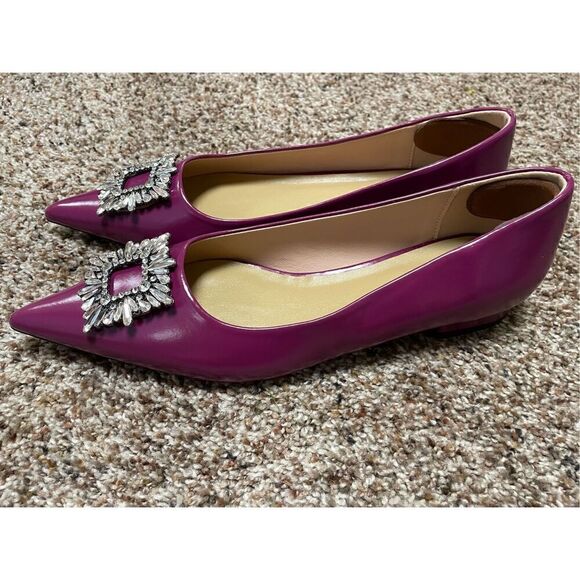 Brand New C. Paravano Women’s EU 40 US 10 Purple Crystal Leather Flats - Picture 4 of 8